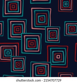 Patrón geométrico retro de cuadrados espirales para papel pintado o tela o papel en forma de doodle.ai