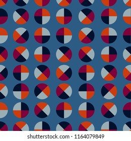 Retro geometric polka dot 4 quaters seamless pattern vector design for fashion ,fabric,wallpaper,and all prints on stylish blue background color