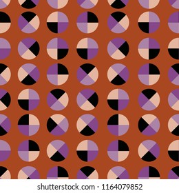 Retro geometric polka dot 4 quaters seamless pattern vector design for fashion ,fabric,wallpaper,and all prints on stylish brown background color