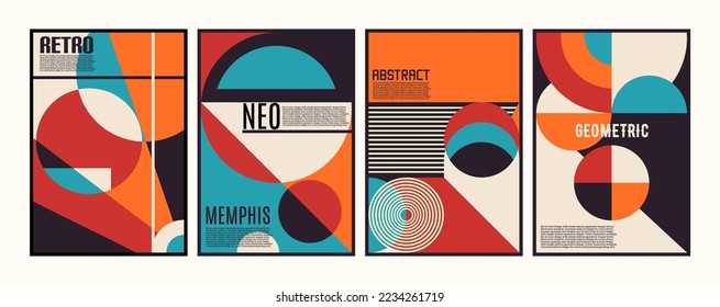 Retro Geometric Posters With Bold Shapes Minimalist Composition
