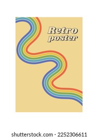 Retro geometric posters, vintage rainbow color lines print. Groovy striped design poster. Minimalistic cute retro cover. Vector illustration