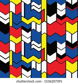 Retro geometric seamless abstract pattern. (Piet Mondrian imitation).