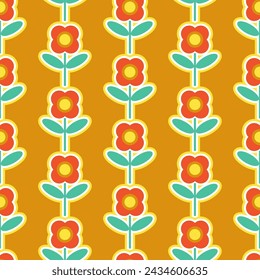 Patrón geométrico retro de flores sin costura