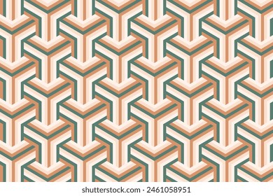 Retro geometric seamless pattern, Abstract geometric pattern background in vintage colors, with hexagon style.