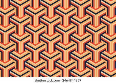 Patrón geométrico retro sin fisuras, fondo de patrón geométrico Abstractas en colores vintage, con estilo hexagonal.