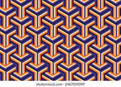 Retro geometric seamless pattern, Abstract geometric pattern background in vintage colors, with hexagon style.