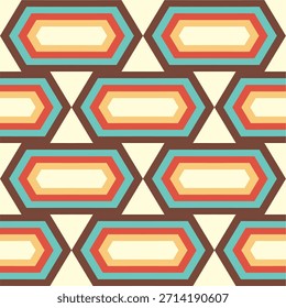 Retro padrão geométrico sem emenda, Abstrato padrão geométrico fundo em cores vintage, com estilo hexágono. eps10