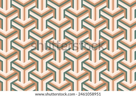 Retro geometric seamless pattern, Abstract geometric pattern background in vintage colors, with hexagon style.