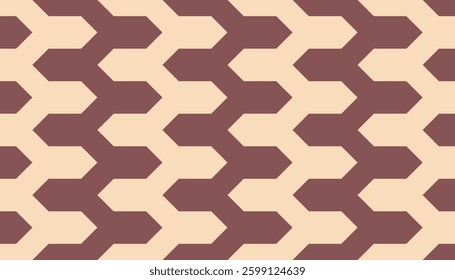 Retro geometric seamless pattern with brown chevron shapes