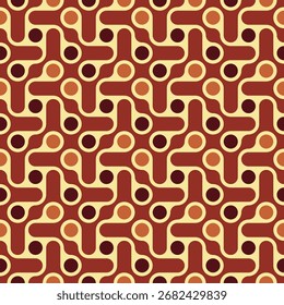 Retro Geometric Seamless Pattern with Circles and Rounded Lines Illustration