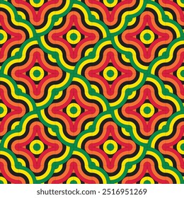 Retro Geometric Seamless Pattern - Circular and Wave Design