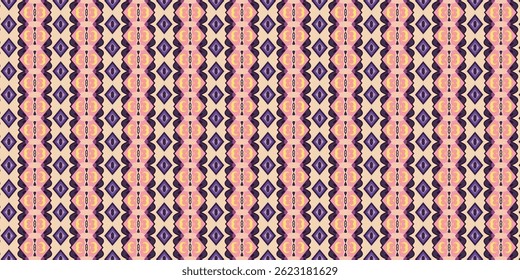 Retro Geometric Seamless Pattern with Diamond and Abstract Shapes