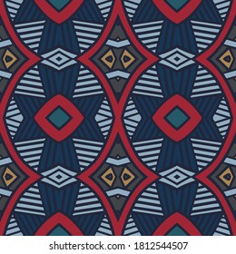 Retro geometric seamless pattern lines and rhombs. 