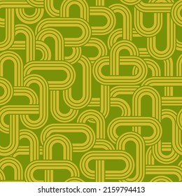 Retro Geometric Seamless Pattern. Mid Century Modern Design With Interlocked Lines.