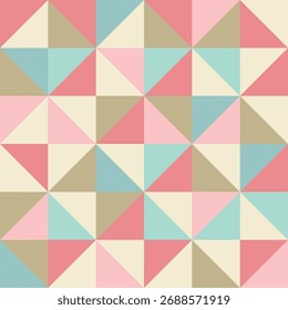 Retro Geometric Seamless Pattern in Pastel Pink and Blue Tones