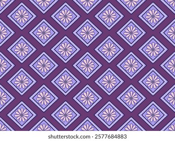 Retro geometric seamless pattern with pink and green shapes for wallpaper or textile design