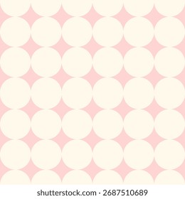 Retro geometrisches nahtloses Muster in Rosa und Creme, minimalistisches abstraktes Kreishintergrunddesign