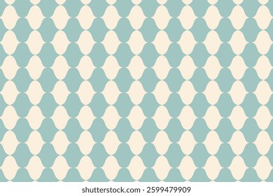 Retro geometric seamless pattern with soft blue and cream tones. Great for wallpapers, stationery, and textile design.
