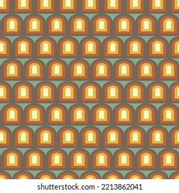 Retro geometric seamless pattern in style 50-70s