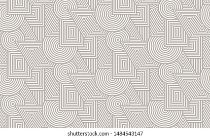Retro geometric seamless pattern in vector format, repeatable in rectangular shape.
