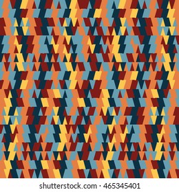 Retro geometric seamless pattern - yellow,orange,blue,vinous colors. Vector background