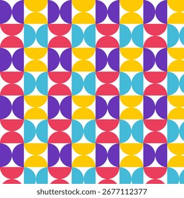 Retro geometric seamless patterns. Multicolor abstract retro blocks pattern. Bright colorful abstract backgrounds. Vector Illustrations.