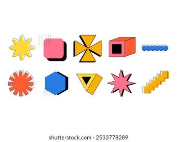 Retro Geometric Shape Design Set 