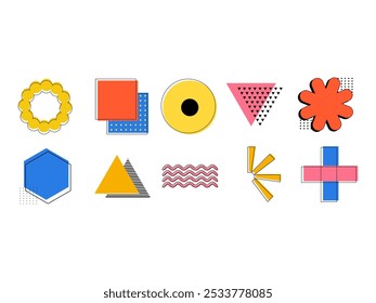 Retro Geometric Shape Element Set 