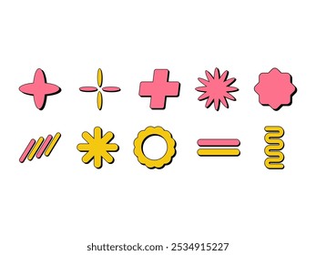 Retro Geometric Shape Element Set 