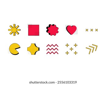 Retro Geometric Shape Element Set