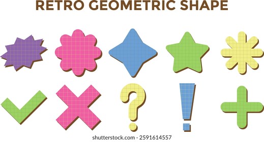 Retro Geometric Shape With Grid Texture