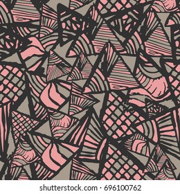 Retro geometric  shapes seamless patterns.  Abstract jumble textures. Triangle.  style for printing, website, fabric, poster, cards. 