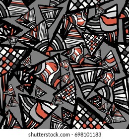 Retro geometric  shapes seamless patterns.  Abstract jumble textures. Triangle.  style for printing, website, fabric, poster, cards. 