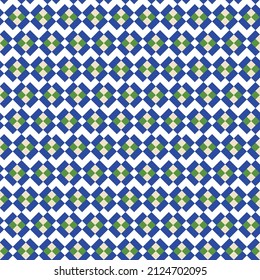 Retro Geometric Squares Psychedelic Seamless Pattern Trendy Fashion Colors Chic Color Combinations Perfect for Allover Fabric Print or Wrapping Paper Royal Blue Green Tones