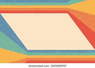 Retro geometric striped background 70s style with grunge texture