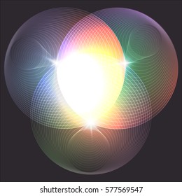Retro geometric style, abstract mystical background. Trendy design for t-shirt print, brochure, flyer or poster. Futuristic vector illustration