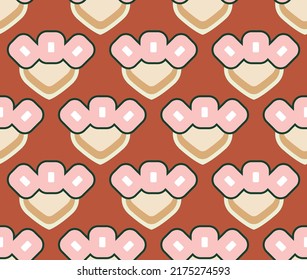 Retro Geometric Style Floral Abstract Seamless Pattern Trendy Fashion Colors Minimal Concept Perfect for Allover Fabric Print or Wrapping Paper Amber Brown Pink Beige Tones