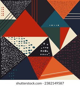 Retro geometric triangle pattern. Vintage vector background for textiles, table cloth, wrapping paper, banners, wallpapers, cover, card