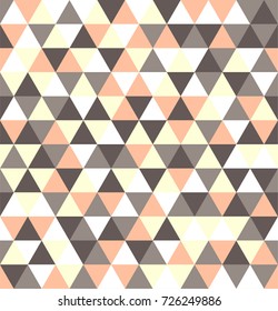 Retro geometric triangle seamless repeating background pattern in vector format. Mosaic of brown, pink, beige and gray colors.