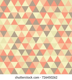 Retro geometric triangle seamless repeating background pattern in vector format. Mosaic of yellow, pink, and brown colors pastel colors.
