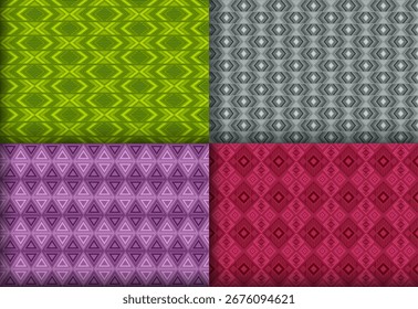 Retro geometrical argyle seamless pattern bundle. Arabic motif ethnic patterns. Argyle zigzag geometric vector seamless ornament set. Monochrome background templates.