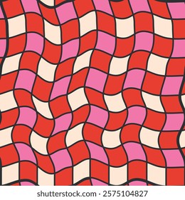 Retro geometrical checkered seamless pattern with colorful squares. Love Valentine's Day romantic background for february 14