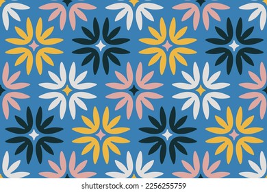 RETRO GEOMETRICAL FLORAL SEAMLESS PATTERN IN EDITABLE FILE