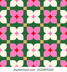 Retro geometrical flower seamless pattern design for christmas and new year holidays.