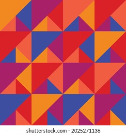 Retro geometry shapes pattern vector design. Colorful seamless motif design. Can be used for fabric, tile, carpet, packaging, wrapping paper, background, web banner, wallpaper, and more