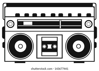 Retro ghetto blaster isolated on white background