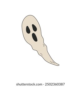 Retro ghost flies Halloween. Isolated on white vector 