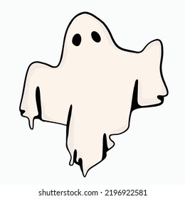 Retro Ghost Halloween design t-shirt design. Cute cartoon. vintage vector illustration