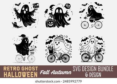 Retro Ghost Halloween Fall Autumn T shirt Design Bundle, Quotes about Autumn, Fall T shirt, Autumn typography T shirt design Collection