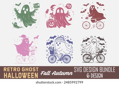 Retro Ghost Halloween Fall Autumn T shirt Design Bundle, Quotes about Autumn, Fall T shirt, Autumn typography T shirt design Collection